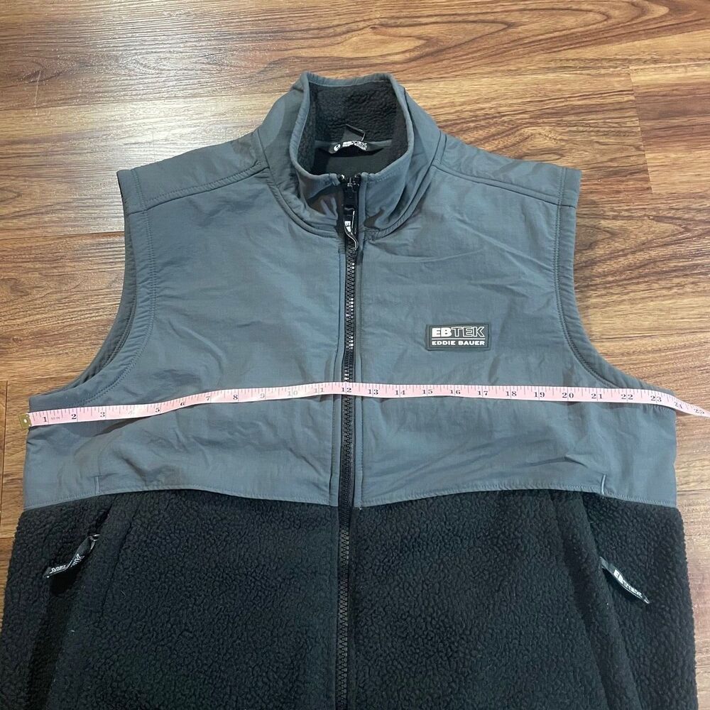 Eddie Bauer EBTEK Full Zip Up Sleeveless Sweater Vest Fleece Gray Men’s Large - Picture 5 of 11